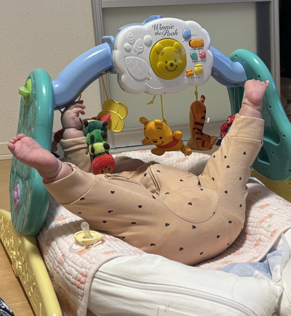 生後5か月の赤ちゃんがドッカトットで遊んでる写真